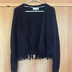John + Jenn Black Fringed Cardigan